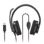 PC kancelárske slúchadlá HS-USB400 V2, stereo, čierne