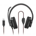 PC kancelárske slúchadlá HS-USB400 V2, stereo, čierne