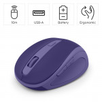 Bezdrôtová myš WM‑400, ergonomická, 6 tlačidiel, tichá, modrá