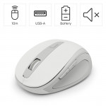 Bezdrôtová myš WM‑400, ergonomická, 6 tlačidiel, tichá, biela