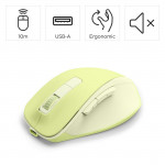Bezdrôt. myš WM-500, ergonomická, 6 tlačidiel, tichá, akumulátor, zelená