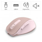 Bezdrôt. myš WM-500, ergonomická, 6 tlačidiel, tichá, akumulátor, ružová