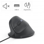 Vertikálna ergon. myš pre ľavákov ECM-500L, s káblom, optická, čierna