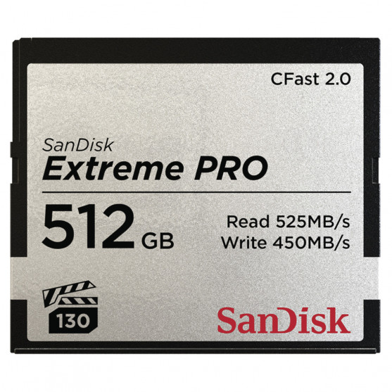 CFast Extreme Pro, VPG130, 512GB, 525Mb/s