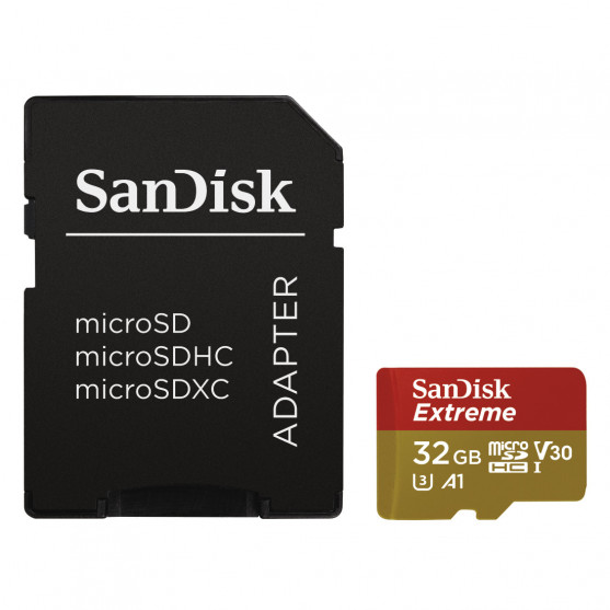 MicroSDHC Extreme 32GB (A1/ V30/ U3/ UHS-I/ Cl.10/ R100/ W60)+Ad. Act.Cam