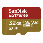 MicroSDHC Extreme 32GB (A1/ V30/ U3/ R100/ W60) + Adapter Mobile