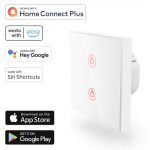 Hama SMART WiFi dotykový nástenný vypínač, dvojitý, vstavaný, biely