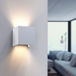 WiFi Wall Light, Square, 10 cm, IP 44 for Indoors and Outdoors, white