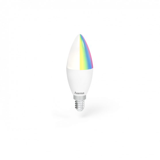 WLAN LED Lamp, E14, 5.5W, RGBW, Dimmable, Candle, for Voice / App Control