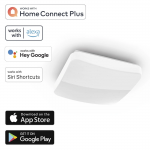 LED stropné svetlo WLAN Glitzer, stmievateľné, hlas/app ovl., 27x27 cm