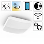 LED stropné svetlo WLAN Glitzer, stmievateľné, hlas/app ovl., 27x27 cm