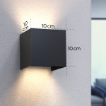 LED Wall Light for Indoors and Outdoors, WLAN, App & Voice Control, black