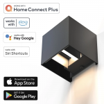 LED Wall Light for Indoors and Outdoors, WLAN, App & Voice Control, black