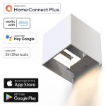 LED nástenné svietidlo Wi-Fi, interiér/exteriér, hlas/app ovládanie, biele