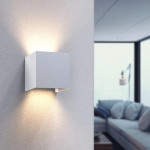 LED nástenné svietidlo Wi-Fi, interiér/exteriér, hlas/app ovládanie, biele