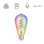 Inteligentná LED žiarovka E27 ST64, retro vlákno, RGBW, stmievateľná, app Inteligentná LED žiarovka E27 ST64, retro vlákno, RGBW, stmievateľná, app