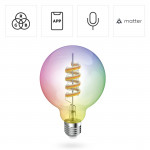 Inteligentná žiarovka E27 G95, LED filament, RGBW, stmievateľná, aplikácia Inteligentná žiarovka E27 G95, LED filament, RGBW, stmievateľná, aplikácia