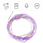 Inteligentný LED svetelný reťazec Wi‑Fi, IP65, stmievateľný, farebný, 10 m