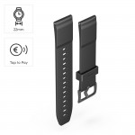Remienok k hodinkám/smart hodinkám, NFC, bezkontaktné platby, 22 mm, čierny