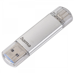 Flash Pen Laeta, USB-C/USB-A 3.1, 128 GB, 40 MB/s, strieborný