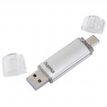 Flash Pen Laeta, USB-C/USB-A 3.1, 128 GB, 40 MB/s, strieborný