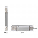 Flash Pen Laeta, USB-C/USB-A 3.1, 128 GB, 40 MB/s, strieborný