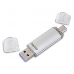 Flash Pen Laeta, USB-C/USB-A 3.1, 128 GB, 40 MB/s, strieborný