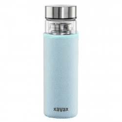 Xavax To Go, sklenená fľaša na teplý/studený/sýtený nápoj, 450 ml, sitko, neoprénový obal