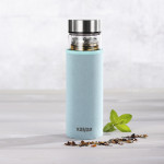 Xavax To Go, sklenená fľaša na teplý/studený/sýtený nápoj, 450 ml, sitko, neoprénový obal