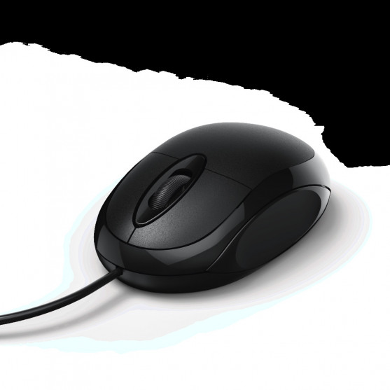 MC-100 Optical 3-Button Mouse, Cabled, black
