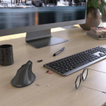 Vertikálna ergonomická bezdrôtová myš EMW-500L, pre ľavákov, čierna