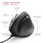 EMC-500 vertikálna ergonomická myš, káblová, 6 tlačidiel, čierna EMC-500 vertikálna ergonomická myš, káblová, 6 tlačidiel, čierna