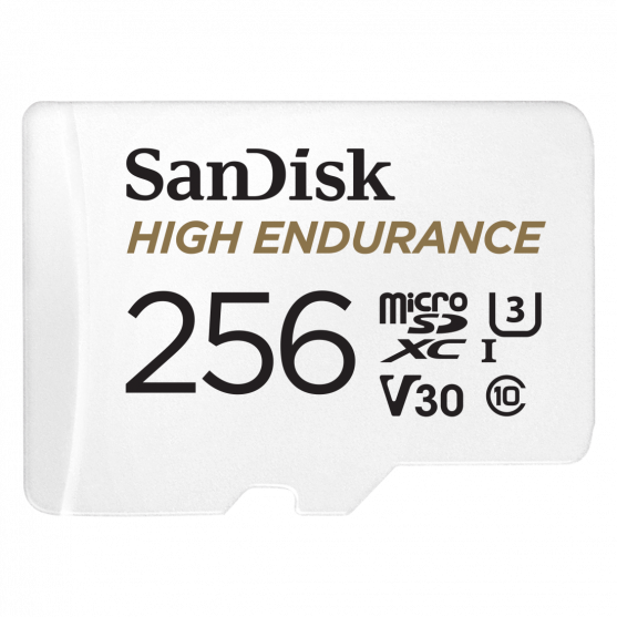 MicroSDXC High Endurance Monitoring 256GB, Class 10, 100MB/s + SD Adapter