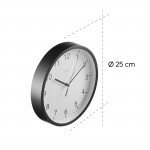 Elba, nástenné hodiny, priemer 25 cm, tichý chod, čierne