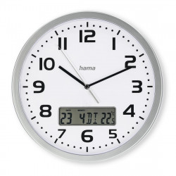 Moorea nástenné hodiny, rádio riadené, dátum + teplota, Ø 30 cm, strieborné