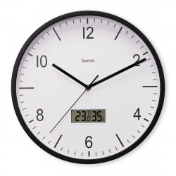 Lanzarote nástenné hodiny, rádiom riadené, tepl./vlhkosť, 35 cm, čierne