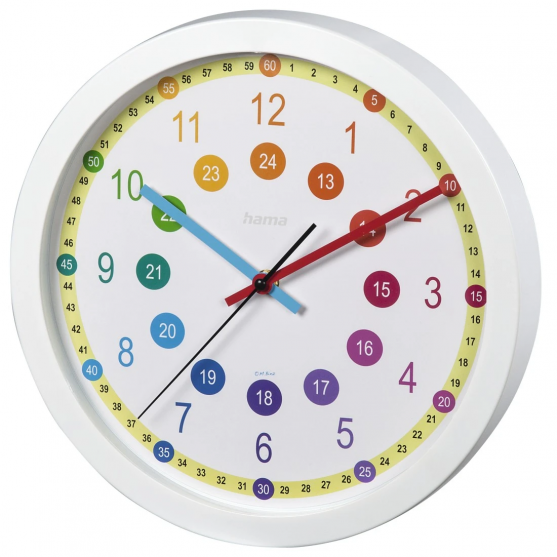 Detské nástenné hodiny Easy Learning, priemer 30 cm, nehlučné