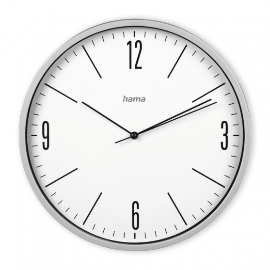 Hama Elegante, nástenné hodiny, priemer 30 cm, tichý chod, šedé