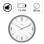 Hama Elegante, nástenné hodiny, priemer 30 cm, tichý chod, šedé