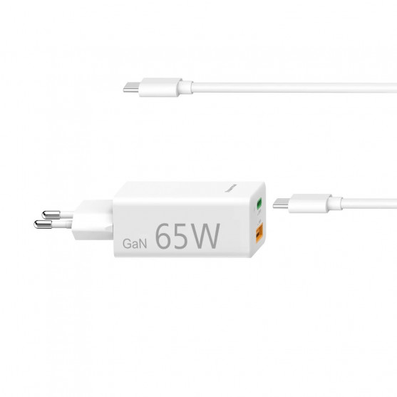 Set USB nabíjačka GaN, USB-C/USB-A, PD 65 W, USB-C kábel 2 m