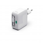 Fast Charger, GaN, 2x USB-C, Extendable Charging Cable, PD, 65 W, white