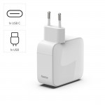 Fast Charger, GaN, 2x USB-C, Extendable Charging Cable, PD, 65 W, white Fast Charger, GaN, 2x USB-C, Extendable Charging Cable, PD, 65 W, white