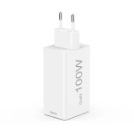 Rýchla USB nabíjačka s káblem, 2x USB-C, 1x USB-A, PD, 100 W, 1,5 m, biela