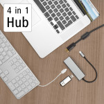 USB-C hub, multiport, 4 porty, 2x USB-A, USB-C, HDMI™