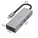 USB-C hub, multiport, 4 porty, 2x USB-A, USB-C, HDMI™