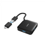 USB hub, 4 porty, USB 3.2 Gen 1, USB-C adaptér