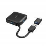 USB hub, 4 porty, USB 3.2 Gen 1, USB-C adaptér