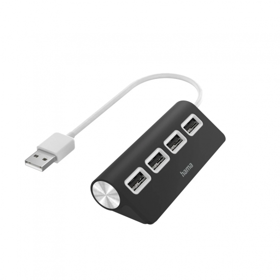 USB hub, 4 porty, USB 2.0, čierny