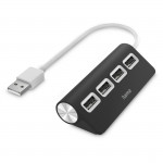 USB hub, 4 porty, USB 2.0, čierny