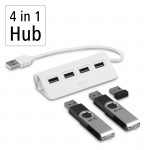 USB rozbočovač, 4 porty, USB 2.0, 480 Mbit/s, biela USB rozbočovač, 4 porty, USB 2.0, 480 Mbit/s, biela